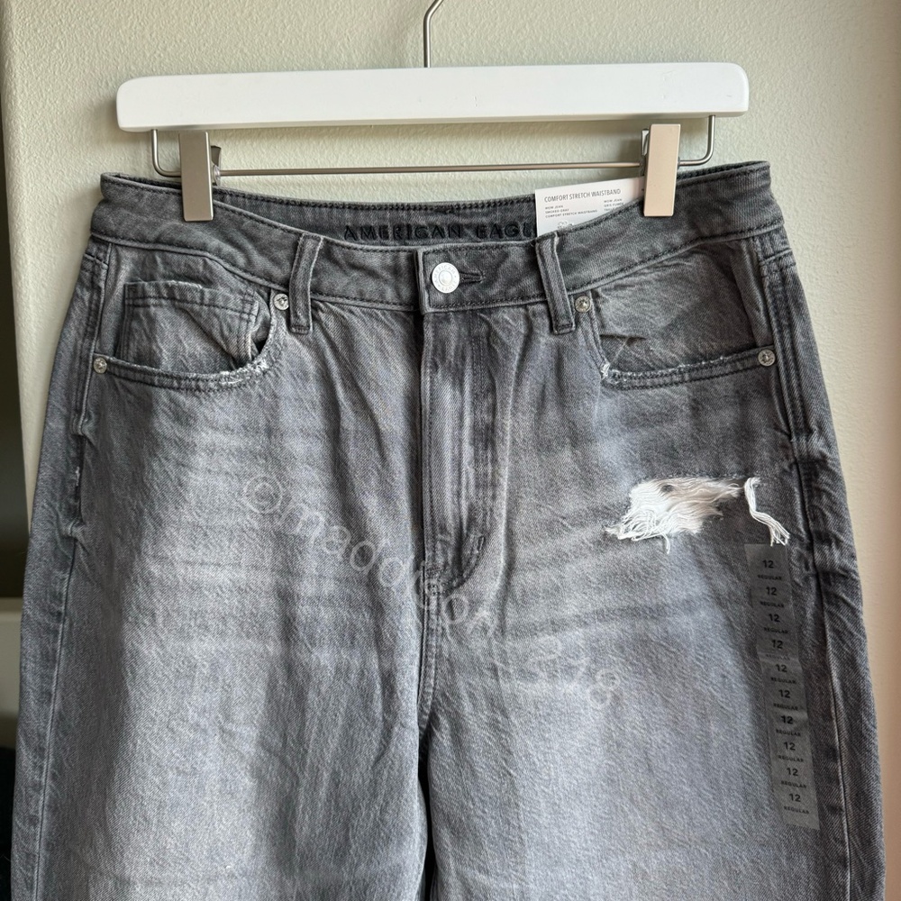 American Eagle AE Mom Jeans Smoked Grey Size 12 & 14 reg NWT - Picture 3 of 14